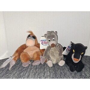 Disney Store Mini Bean Bag Plush Lot of 3 Jungle Book King Louie Baloo Bagheera